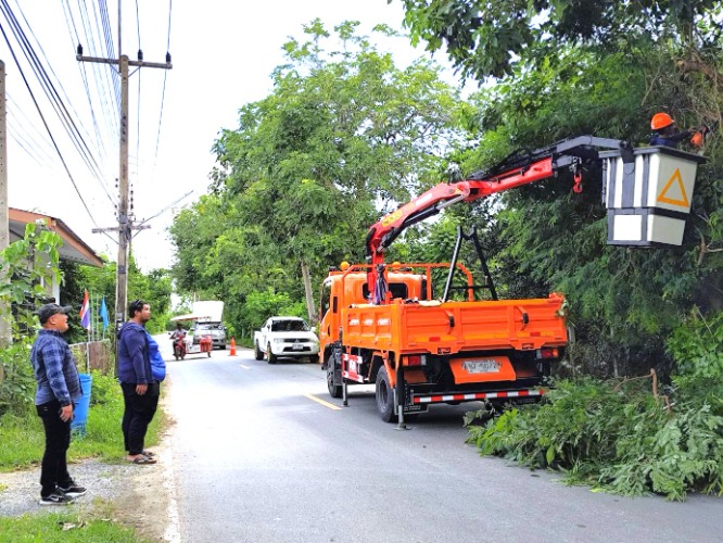 ตัดกิ่งไม้ ริมถนนสายเกาะลอย-หนองอ้อ